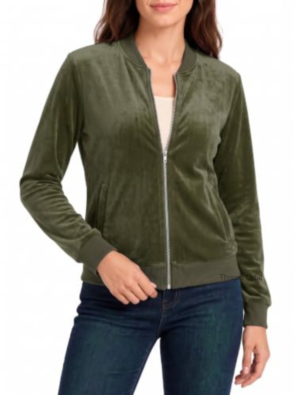 Quenteen Women's Lightweight Zip Up Jacket with Pockets Fall Layer